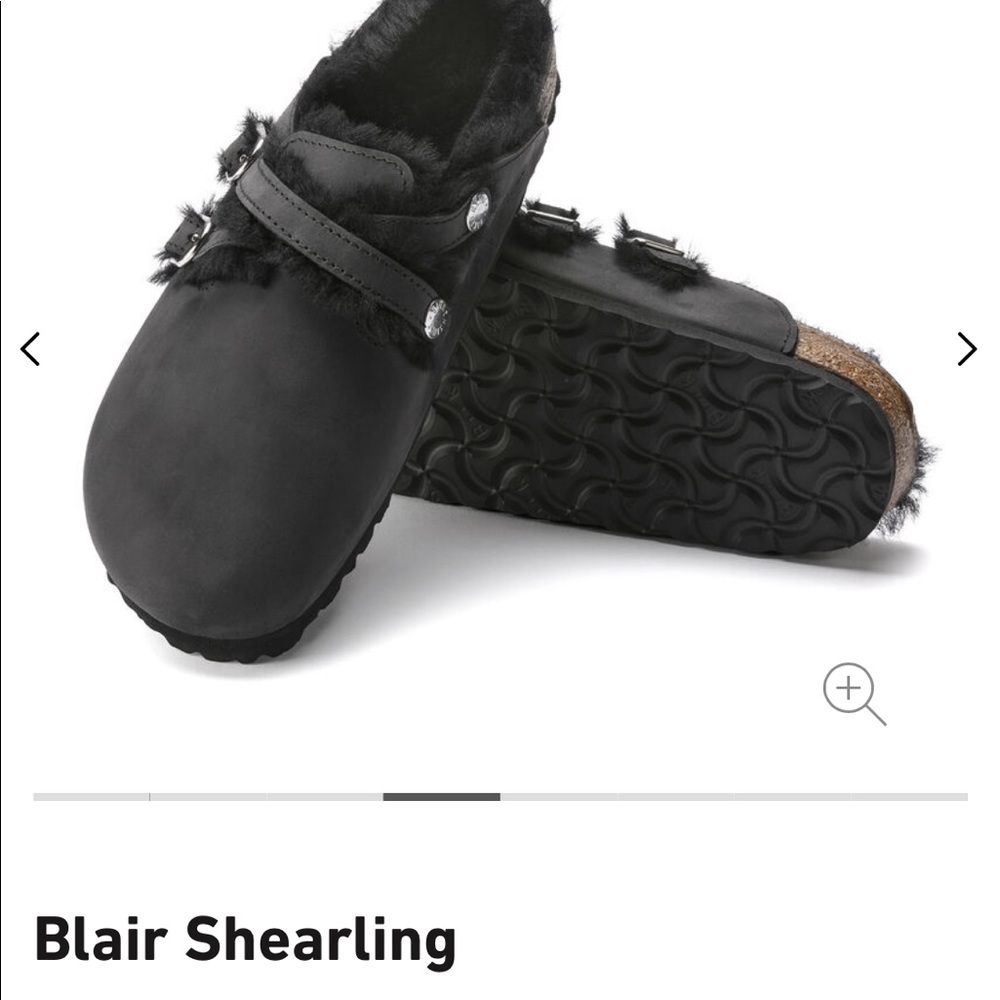 BLAIR Black leather Shearling lined Birkenstock’s GENTLY Used